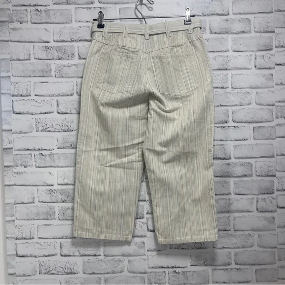 Liz Claiborne Audra Petite Belted Stripped Crop Pants 4P - Picture 3 of 13